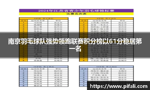 南京羽毛球队强势领跑联赛积分榜以61分稳居第一名